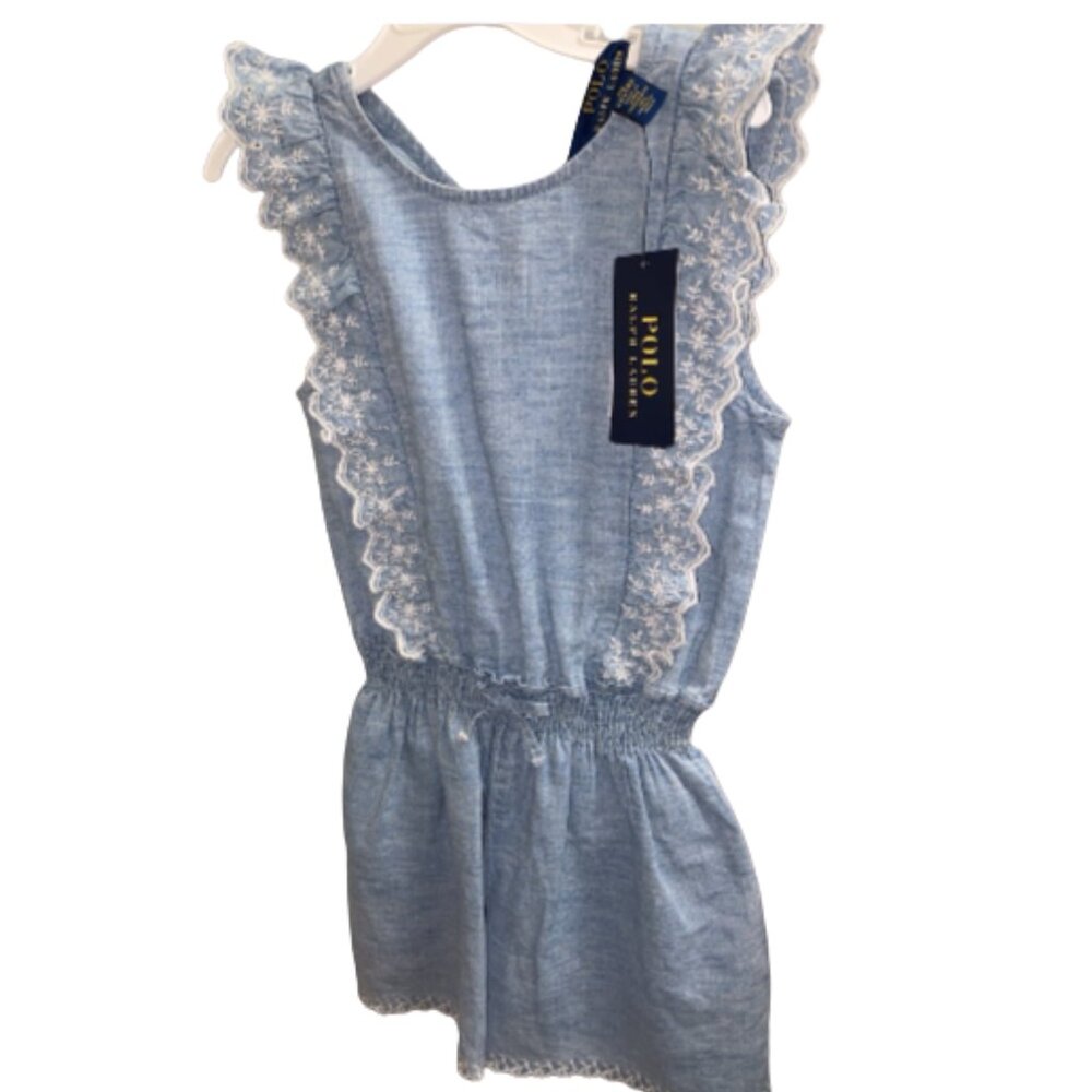 Polo Ralph Lauren Indigo Chambray Shorts Romper Girls Size 6X